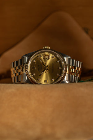 Rolex Datejust 16233 Champagne diamond dial