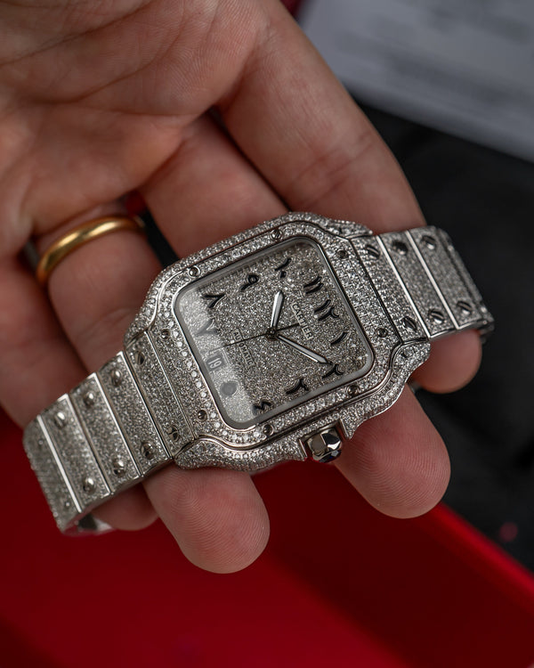 Cartier Santos De Cartier Diamonds Fully Iced out Arabic 2021
