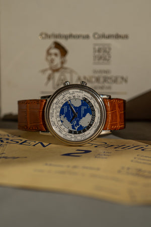 Andersen Geneve World Time “Christopher Columbus 500th Anniversary” – White Gold – Box & Papers