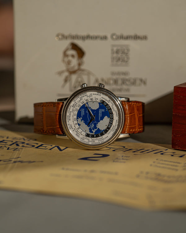 Andersen Geneve World Time “Christopher Columbus 500th Anniversary” – White Gold – Box & Papers