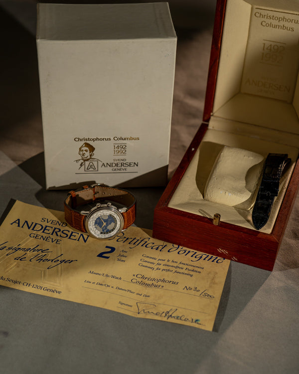 Andersen Geneve World Time “Christopher Columbus 500th Anniversary” – White Gold – Box & Papers