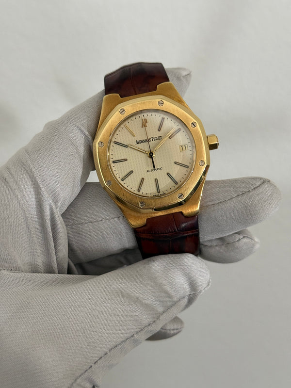 Audemars Piguet Watch Royal Oak 14800BA - Yellow Gold - Ivory Tapisserie Dial - Watch Only