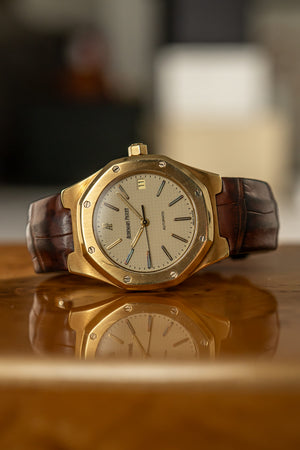 Audemars Piguet Watch Royal Oak 14800BA - Yellow Gold - Ivory Tapisserie Dial - Watch Only
