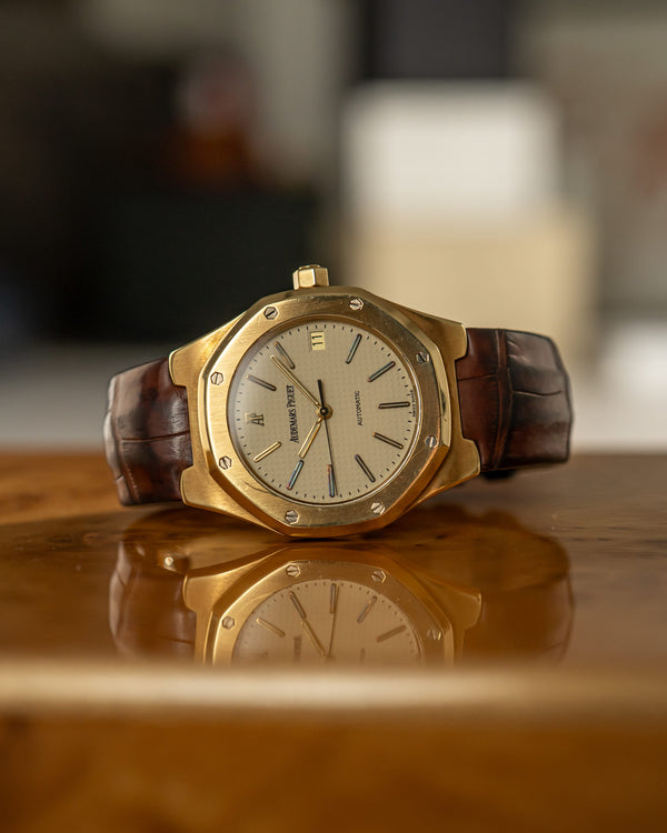 Audemars Piguet Watch Royal Oak 14800BA - Yellow Gold - Ivory Tapisserie Dial - Watch Only