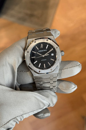 Audemars Piguet Watch Royal Oak 15300ST - Black Tapisserie Dial - AP Service 2023 - Full Set - 2007
