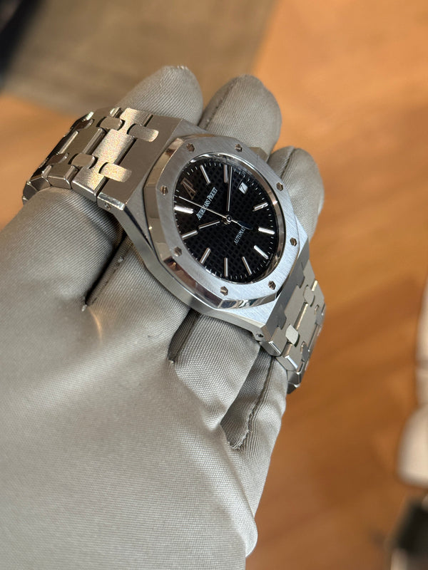 Audemars Piguet Watch Royal Oak 15300ST - Black Tapisserie Dial - AP Service 2023 - Full Set - 2007