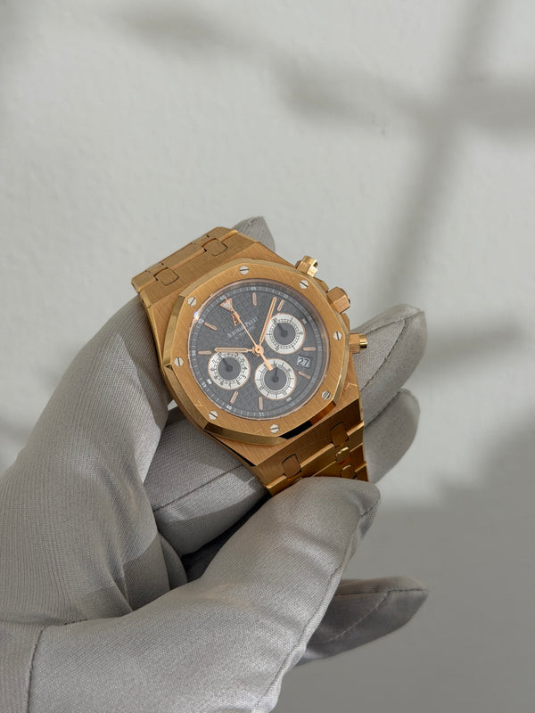 Audemars Piguet Watch Royal Oak Chronograph 26022OR - Grey Dial - Full Set - 2005