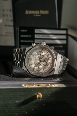 Audemars Piguet Watch Royal Oak Chronograph 26240ST - Silver Dial 50th Anniversary - Full Set - 2022