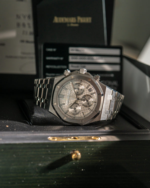 Audemars Piguet Watch Royal Oak Chronograph 26240ST - Silver Dial 50th Anniversary - Full Set - 2022