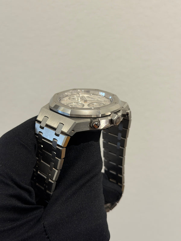 Audemars Piguet Watch Royal Oak Chronograph 26240ST - Silver Dial 50th Anniversary - Full Set - 2022