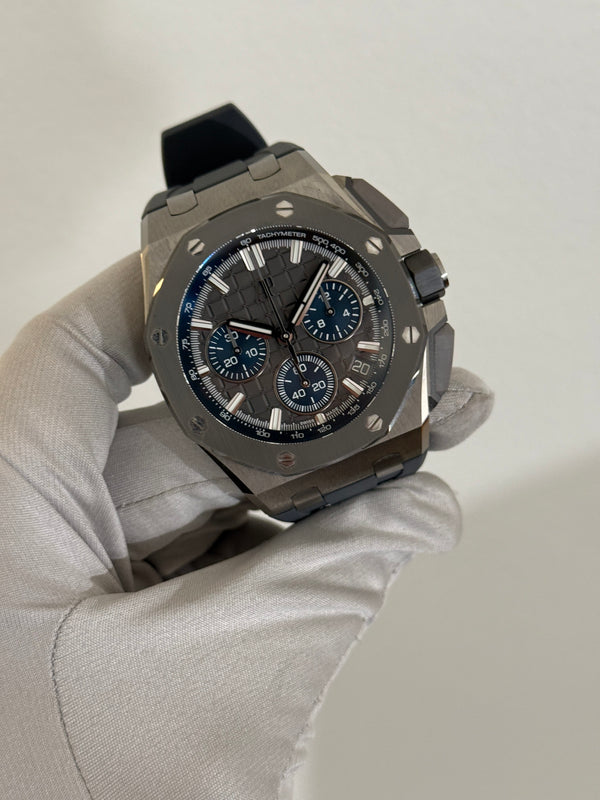 Audemars Piguet Watch Royal Oak Offshore Chronograph 26420IO - Titanium - Grey Dial - Full Set - 2022
