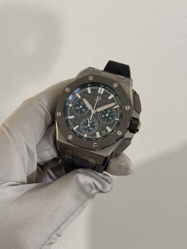 Audemars Piguet Watch Royal Oak Offshore Chronograph 26420IO - Titanium - Grey Dial - Full Set - 2022