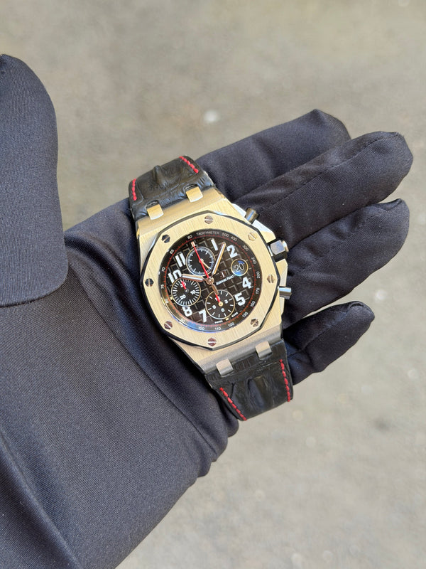 Audemars Piguet Watch Royal Oak Offshore Chronograph 26470ST "Vampire" - Black Mega Tapisserie - Full Set - 2015