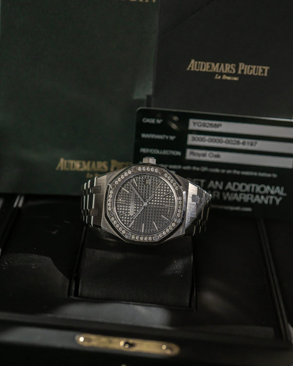 Audemars Piguet Watch Royal Oak Selfwinding 37 15551ST - 50th Anniversary Grey Dial Diamond Bezel - Full Set - 2022