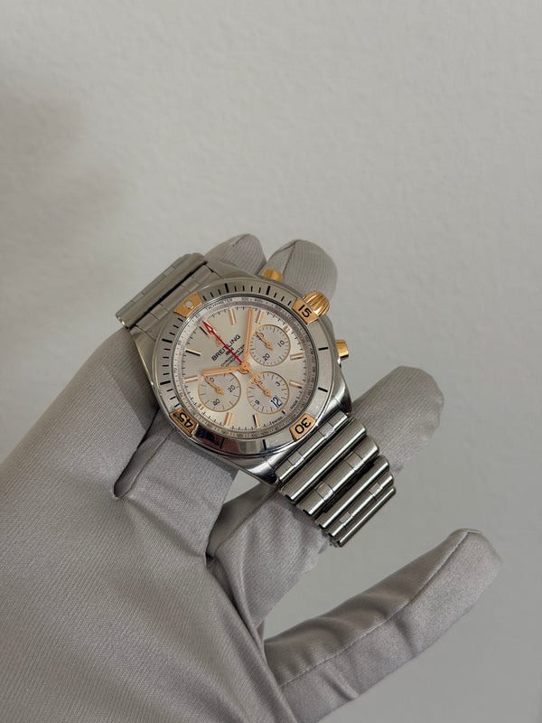 Breitling Watch Chronomat B01 42 - Steel & 18k Red Gold Silver Dial - Full Set (2022)