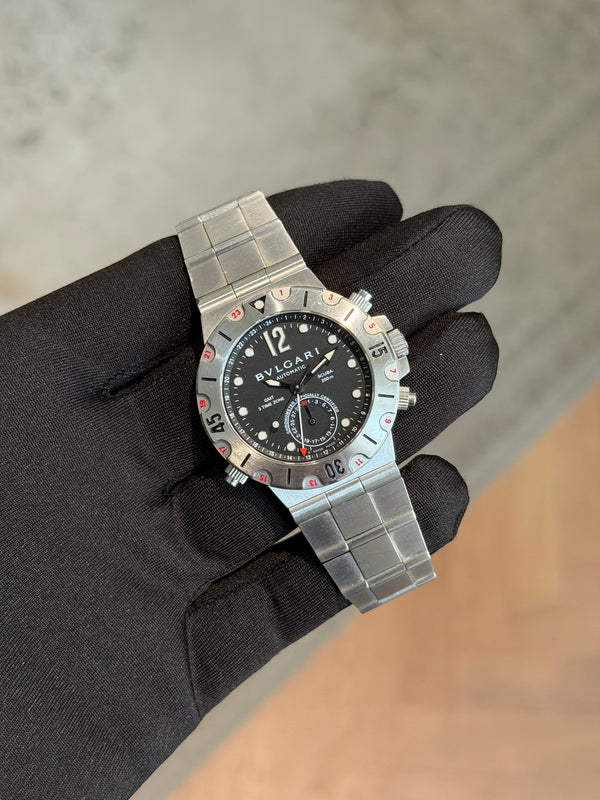 Bulgari Watch Diagono Scuba GMT SD38SGMT - 3 Time Zone - Black Dial - Box Only