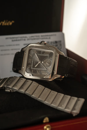 Cartier Watch Santos de Cartier Dual Time Large WSSA0076 - Anthracite Grey Dial - Full Set - 25% VAT - 2025