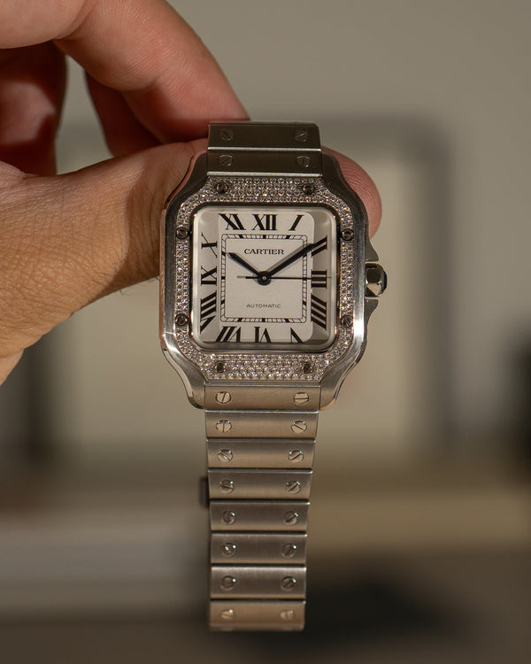 Cartier Santos de Cartier Medium W4SA0005 – Factory Diamond Bezel – Full Set
