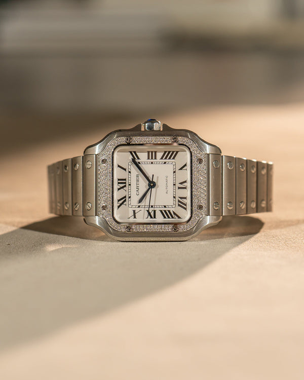 Cartier Santos de Cartier Medium W4SA0005 – Factory Diamond Bezel – Full Set
