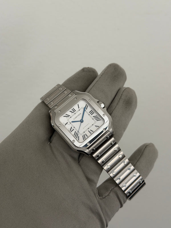 Cartier Watch Santos de Cartier Medium WSSA0029 - Silvered Opaline Dial - Full Set - 2022