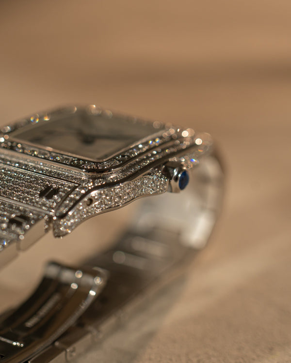 Cartier Santos Galbée 1564 – Fully Iced Out – Aftermarket Diamonds