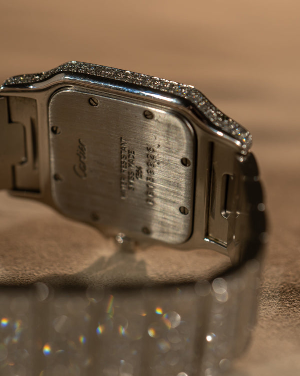 Cartier Santos Galbée 1564 – Fully Iced Out – Aftermarket Diamonds