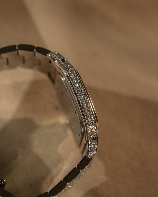 Cartier Santos Galbée 1564 – Fully Iced Out – Aftermarket Diamonds