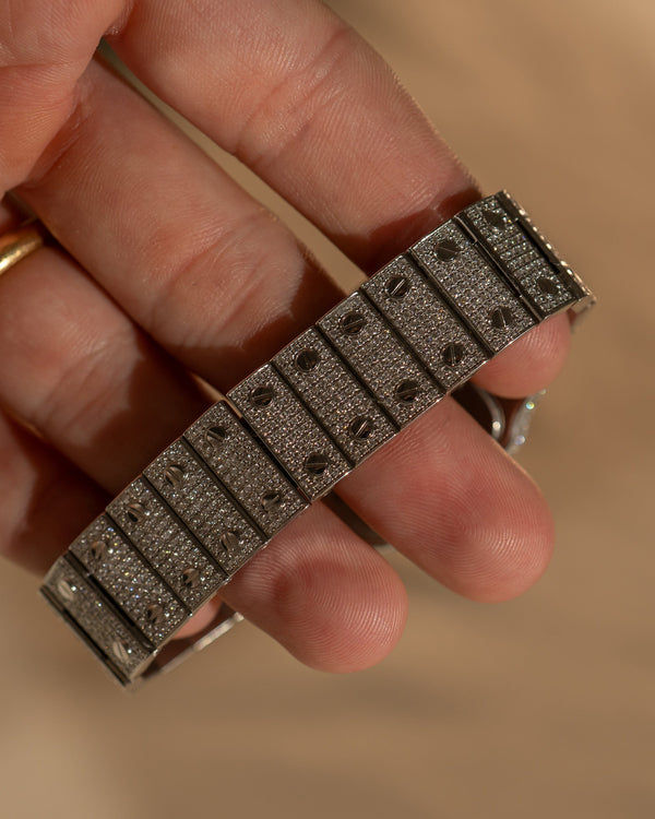 Cartier Santos Galbée 1564 – Fully Iced Out – Aftermarket Diamonds