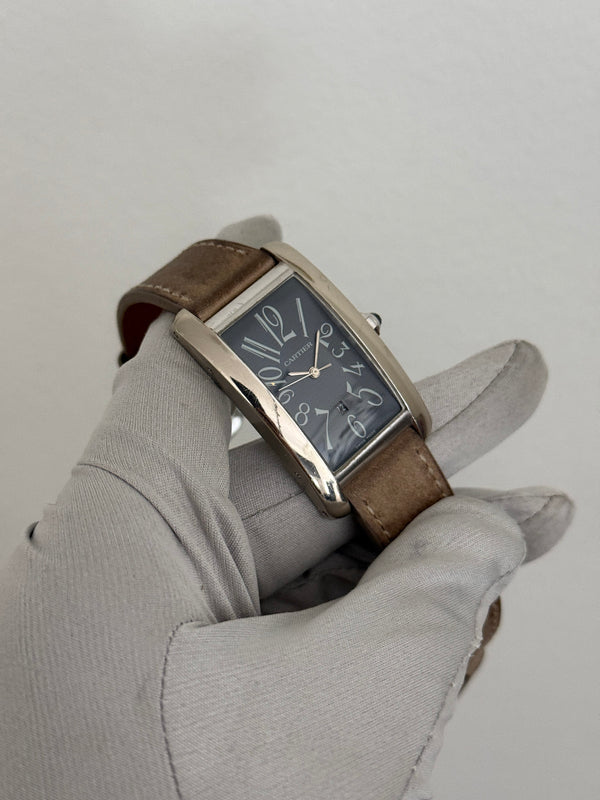 Cartier Watch Tank Américaine 1741 - Grey Arabic Numerals Dial - 18k White Gold - Watch Only