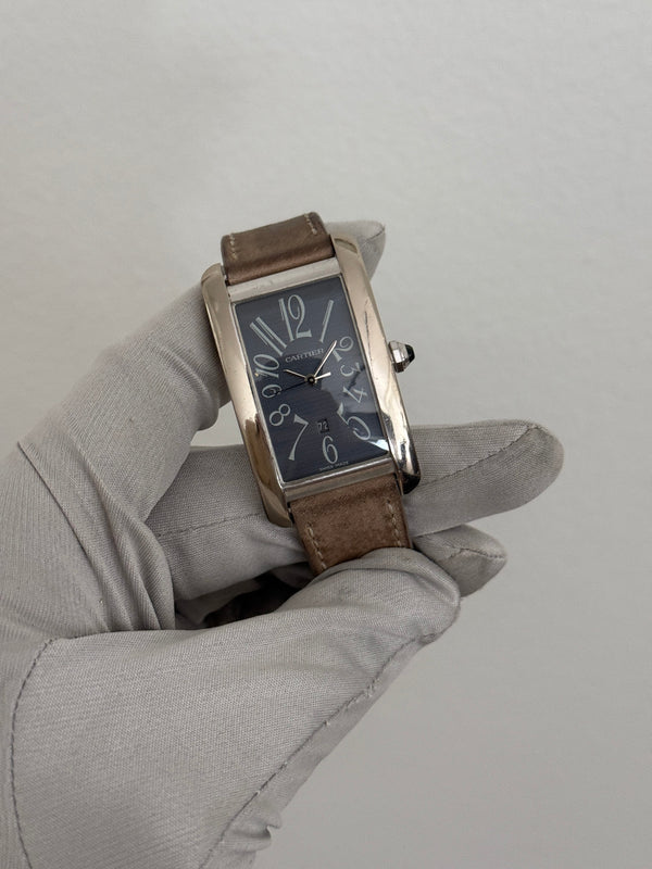 Cartier Watch Tank Américaine 1741 - Grey Arabic Numerals Dial - 18k White Gold - Watch Only