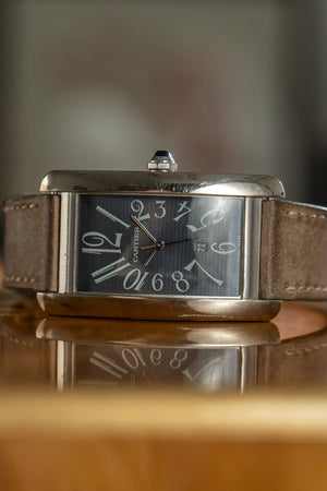 Cartier Watch Tank Américaine 1741 - Grey Arabic Numerals Dial - 18k White Gold - Watch Only