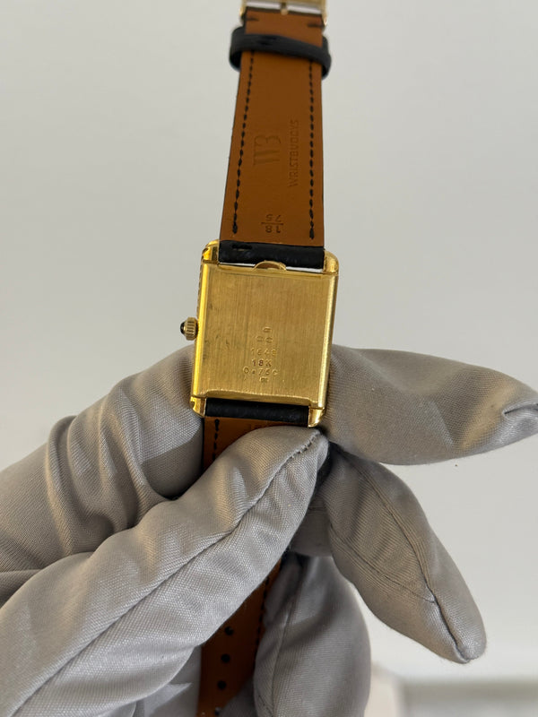 DeLaneau Watch Tank 1648 - Lapis Lazuli Dial - 18k Yellow Gold - Watch Only - 1970s