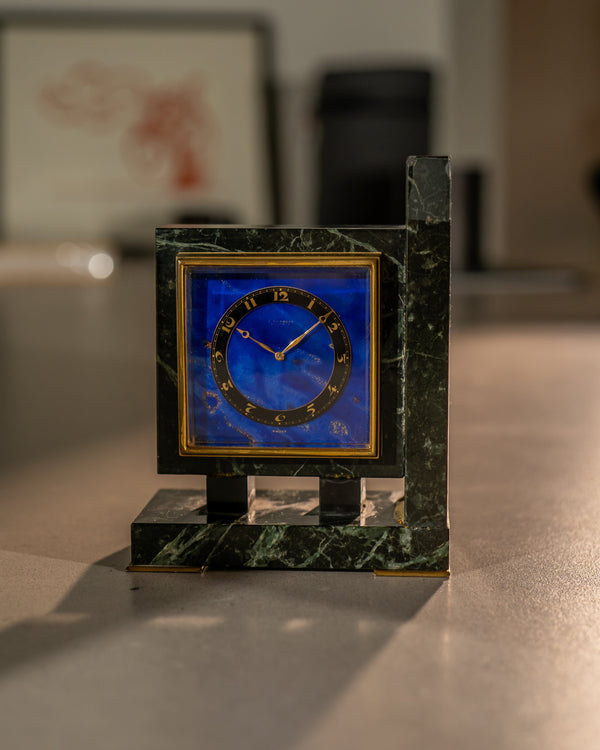 E. Gübelin Lucerne Book Stand Clock – Lapis Lazuli Dial (c. 1920)