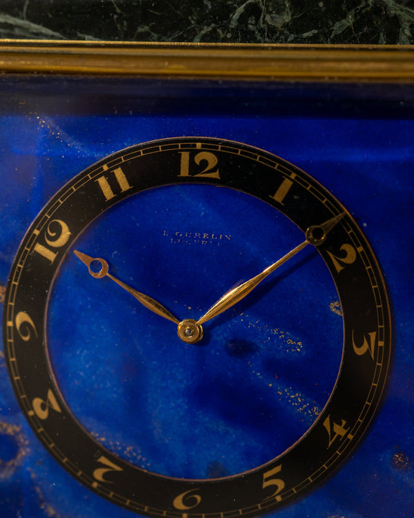 E. Gübelin Lucerne Book Stand Clock – Lapis Lazuli Dial (c. 1920)