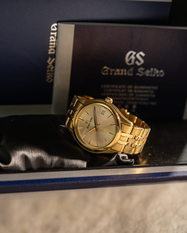 Grand Seiko Watch Heritage Collection Quartz SBGX218 - 18K Yellow Gold - Champagne Dial - Full Set