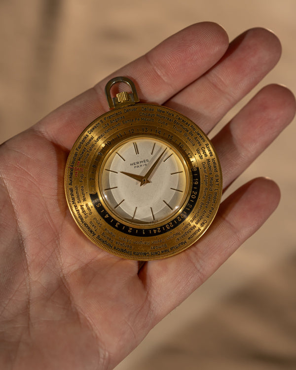 Hermès World Time Pocket Watch – Gilt Brass