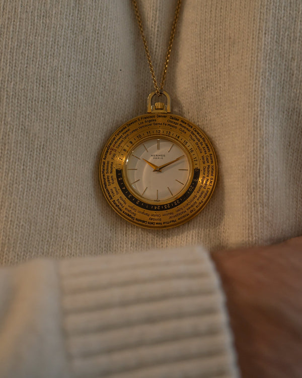 Hermès World Time Pocket Watch – Gilt Brass