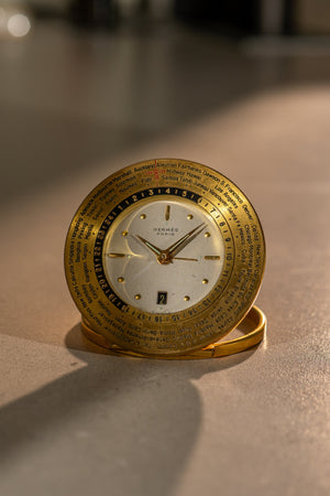 Hermes World Time Travel Clock – 8-Day Movement with Date (c. 1965)