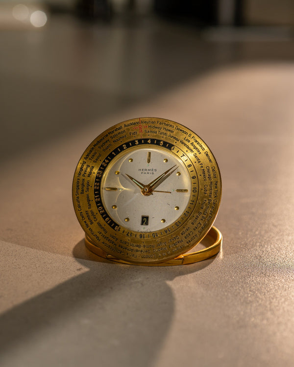 Hermes World Time Travel Clock – 8-Day Movement with Date (c. 1965)