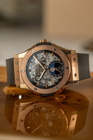Hublot Watch Classic Fusion Aerofusion Moonphase 547.OX.0180.LR - King Gold - Full Set - 2023
