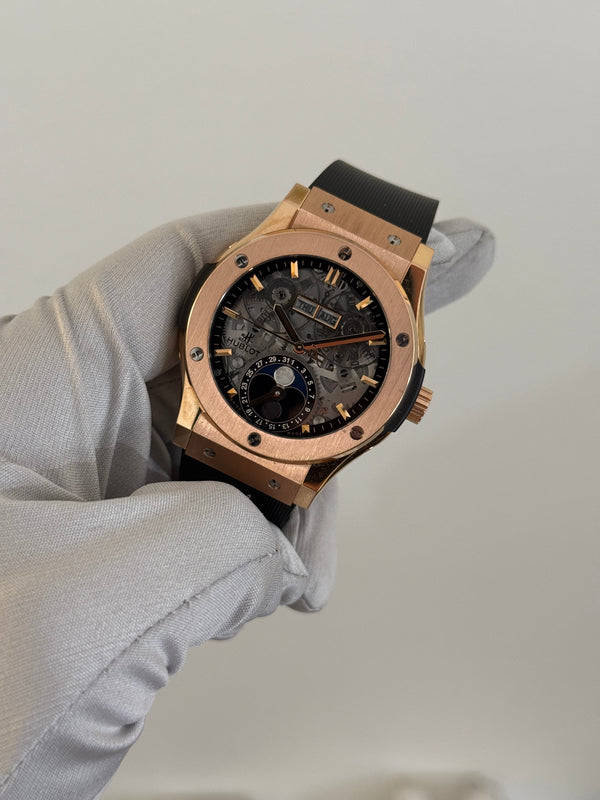 Hublot Watch Classic Fusion Aerofusion Moonphase 547.OX.0180.LR - King Gold - Full Set - 2023