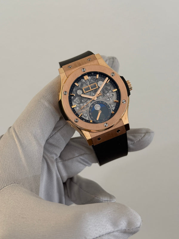 Hublot Watch Classic Fusion Aerofusion Moonphase 547.OX.0180.LR - King Gold - Full Set - 2023