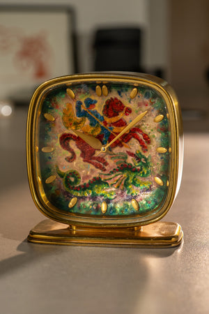 ImHof Cloisonné 'Saint George and the Dragon' Table Clock – 8-Day Movement (c. 1960)