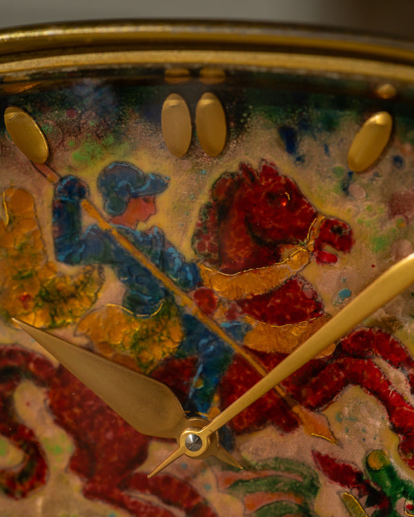 ImHof Cloisonné 'Saint George and the Dragon' Table Clock – 8-Day Movement (c. 1960)