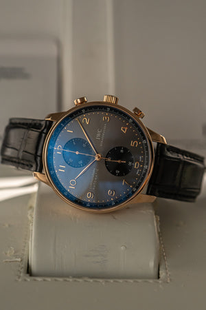 IWC Watch Portugieser Chronograph IW371482 - Rose Gold Grey Dial - Full Set - 2013