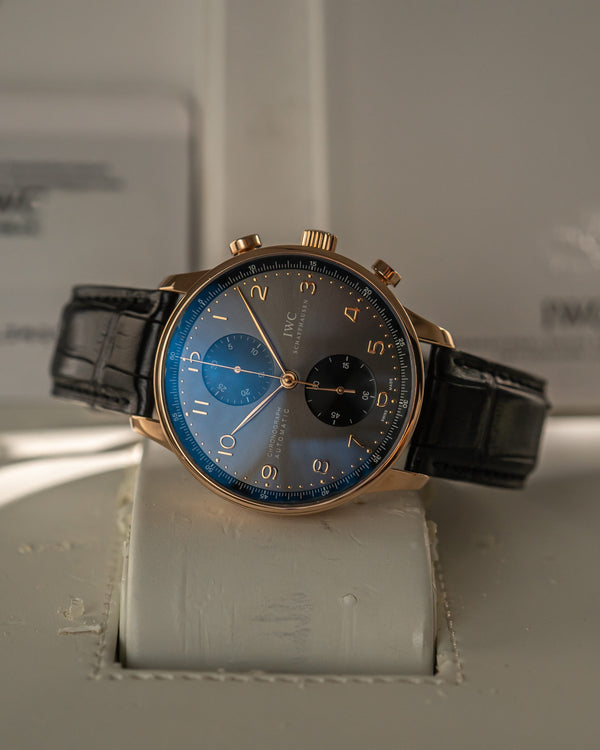 IWC Watch Portugieser Chronograph IW371482 - Rose Gold Grey Dial - Full Set - 2013