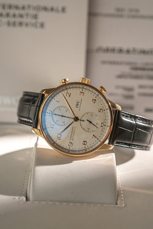 IWC Watch Portugieser Chronograph IW371611 - 18k Rose Gold - Silver Dial - Full Set - 2021