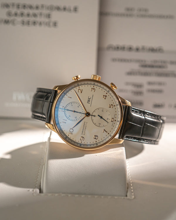 IWC Watch Portugieser Chronograph IW371611 - 18k Rose Gold - Silver Dial - Full Set - 2021