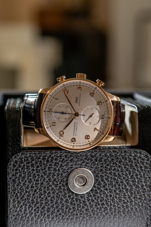 IWC Watch Portugieser Chronograph IW371611 - 18k Rose Gold - Silver Dial - Full Set - 2024