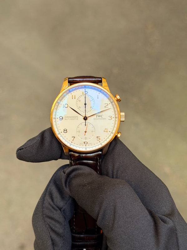IWC Watch Portugieser Chronograph IW371611 - 18k Rose Gold - Silver Dial - Full Set - 2024